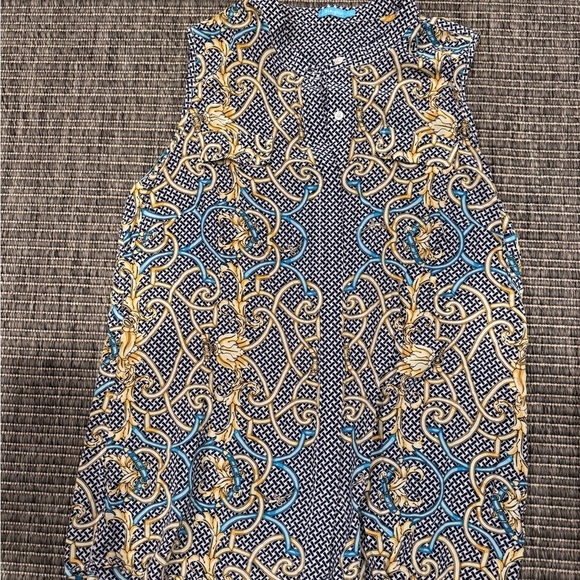 J. McLaughlin Tops - J. McLaughlin Equestrian Gold Chains Art Deco Blouse 100% Silk